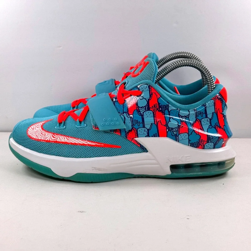 Nike KD 7 GS Ice Cream Light Blue Lacquer Bright Crimson 669942-401 Kids Size 5Y